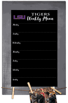 Louisiana State Tigers Weekly Chalkboard with frame & clothespins 11x19 Sign