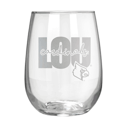 Louisville Cardinals 17oz Stemmless Wine Glass