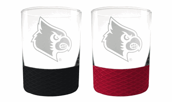 Louisville Cardinals 2pc Laser Etched Commissioner Rocks Glass Set