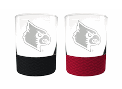 Louisville Cardinals 2pc Laser Etched Commissioner Rocks Glass Set