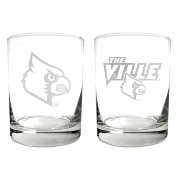 Louisville Cardinals 2pc Rocks Glass Set