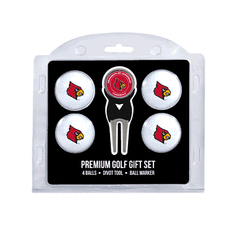 Louisville Cardinals 4 Ball Gift Set + Divot Tool & Marker