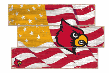 Louisville Cardinals American Flag 3 Plank