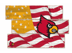 Louisville Cardinals American Flag 3 Plank
