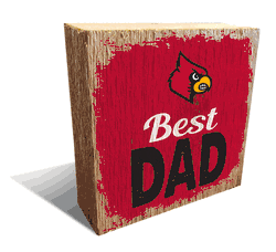 Louisville Cardinals Best Dad 6x6 Wood Block