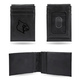 Louisville Cardinals Black Laser Engraved Front Pocket Wallet