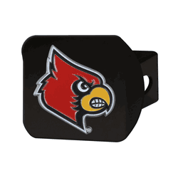 Louisville Cardinals Black Metal Hitch Cover - 3D Color Emblem