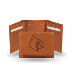Louisville Cardinals  Brown Embossed Genuine Leather Tri-Fold Wallet