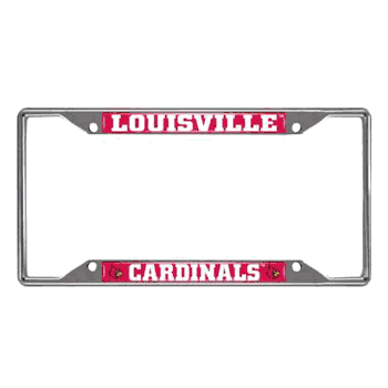 Louisville Cardinals Chrome Metal License Plate Frame, 6.25in x 12.25in