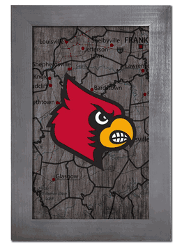 Louisville Cardinals City Map 11x19 Sign