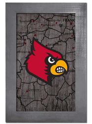 Louisville Cardinals City Map 11x19 Sign