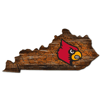 Louisville Cardinals Distressed State with Logo