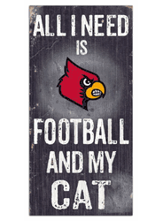 Louisville Cardinals Football and My Cat 6x12 Sign