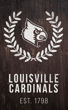 Louisville Cardinals Laurel Wreath 11x19 Sign