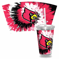 Louisville Cardinals Metallic Tye Dye Clear Tumbler W/Straw