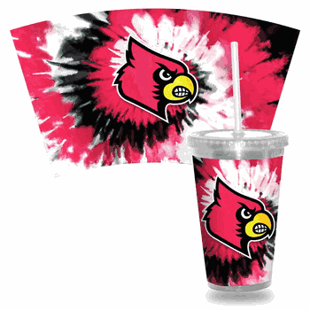 Louisville Cardinals Metallic Tye Dye Clear Tumbler W/Straw