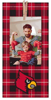 Louisville Cardinals Plaid Clothespin 6x12 Sign