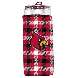 Louisville Cardinals Plaid Insulated Slim Can Sleeve