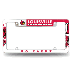 Louisville Cardinals Primary 12" x 6" Chrome All Over Automotive License Plate Frame for Car/Truck/SUV