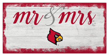 Louisville Cardinals Script Mr & Mrs 6x12 Sign