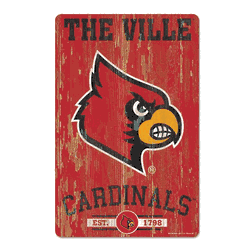 Louisville Cardinals Sign 11x17 Wood Slogan Design
