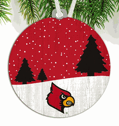 Louisville Cardinals Snow Scene Ornament