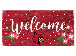 Louisville Cardinals Welcome Floral 6x12 Sign