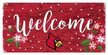 Louisville Cardinals Welcome Floral 6x12 Sign