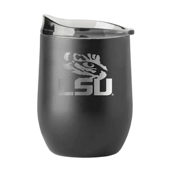 LSU 16oz Etch Black Powder Coat Curved Beverage
