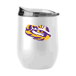 LSU 16oz Swagger White Powder Coat Curved Beverage