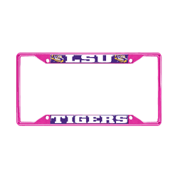 LSU Pink Metal License Plate Frame - 6.25"x12.25"