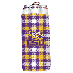 LSU Plaid Insulated Slim Can Sleeve