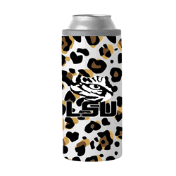 LSU Tigers 12oz Neutral Leopard Slim Can Coolie