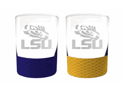 LSU Tigers 2pc Laser Etched Commissioner Rocks Glass Set
