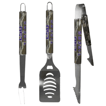 LSU Tigers 3 pc BBQ Set w/Mossy Oak Camo