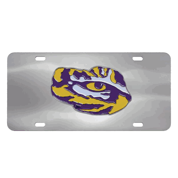 LSU Tigers 3D Stainless Steel License Plate