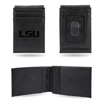 LSU Tigers Black Laser Engraved Front Pocket Wallet