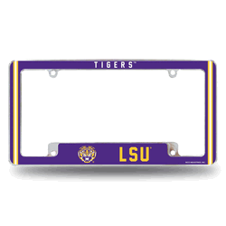 LSU Tigers Classic 12" x 6" Chrome All Over Automotive License Plate Frame