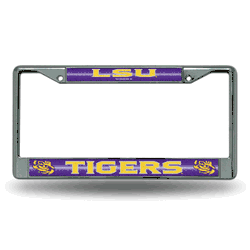 LSU Tigers Classic 12" x 6" Silver Bling Chrome Car/Truck/SUV Auto Accessory