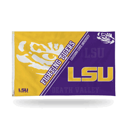 LSU Tigers Dual-Logo 3' x 5' Banner Flag Single Sided