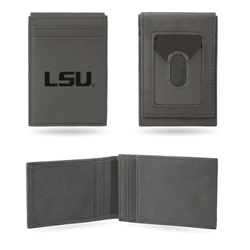 LSU Tigers Gray Laser Engraved Front Pocket Wallet