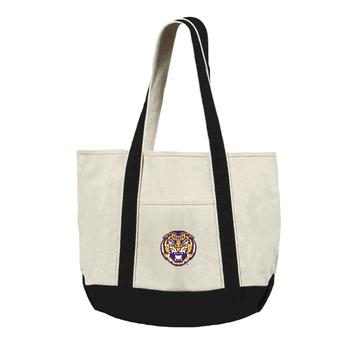 LSU Tigers NCAA Canvas Tote with Colored Strap