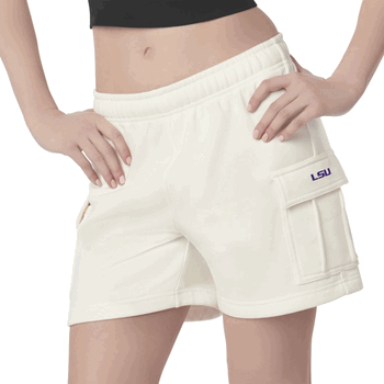 LSU Tigers NCAA Kadi Cargo Fleece Shorts Bone Medium