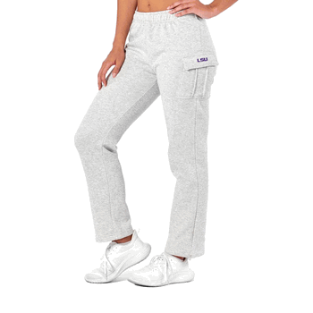 LSU Tigers NCAA Kadi Cargo Straight Fleece Pants Heather Grey XL
