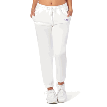 LSU Tigers NCAA Kadi Side Pocket Joggers White Medium