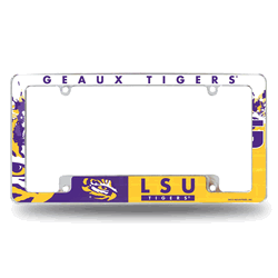 LSU Tigers Primary 12" x 6" Chrome All Over Automotive License Plate Frame
