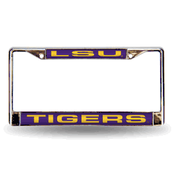 LSU Tigers Purple 12" x 6" Laser Cut Chrome Frame