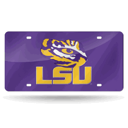 LSU Tigers Purple 12" x 6" Laser Cut Tag For Car/Truck/SUV