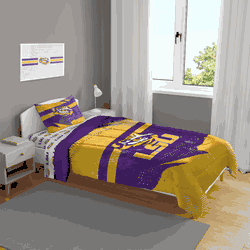 LSU TIGERS Slanted Stripe 4 PC Twin Bed in a Bag