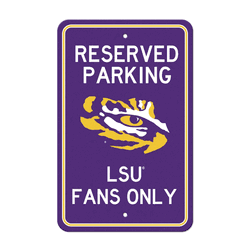 LSU Tigers Team Color Reserved Parking Sign Dcor 18in. X 11.5in. Lightweight
